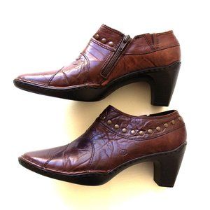 Josef Seibel Brown Leather Shoes, side zip, size 36, 2.5" heel  XLNT